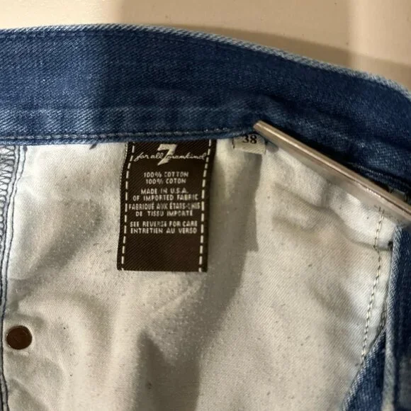 7 For All Mankind Brett Blue Casual Made In USA Denim Jeans Trousers Men's 38x35